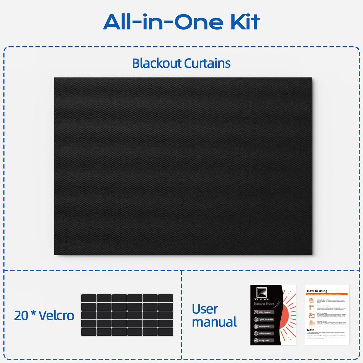 Tlany Portable Blackout Window Shade, 39 x 58 in, Black