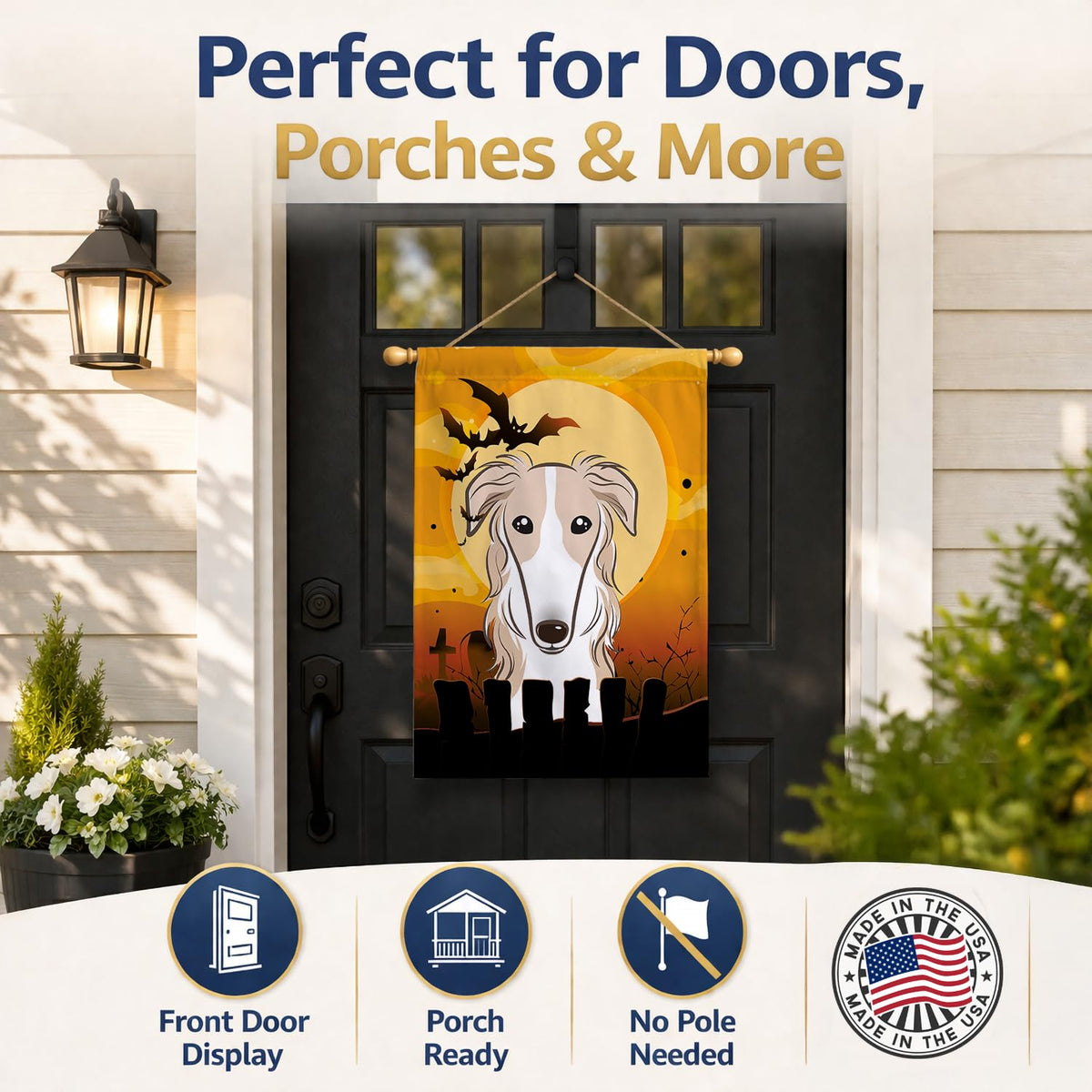 Caroline's Treasures BB1786CHF Borzoi Flag, Large