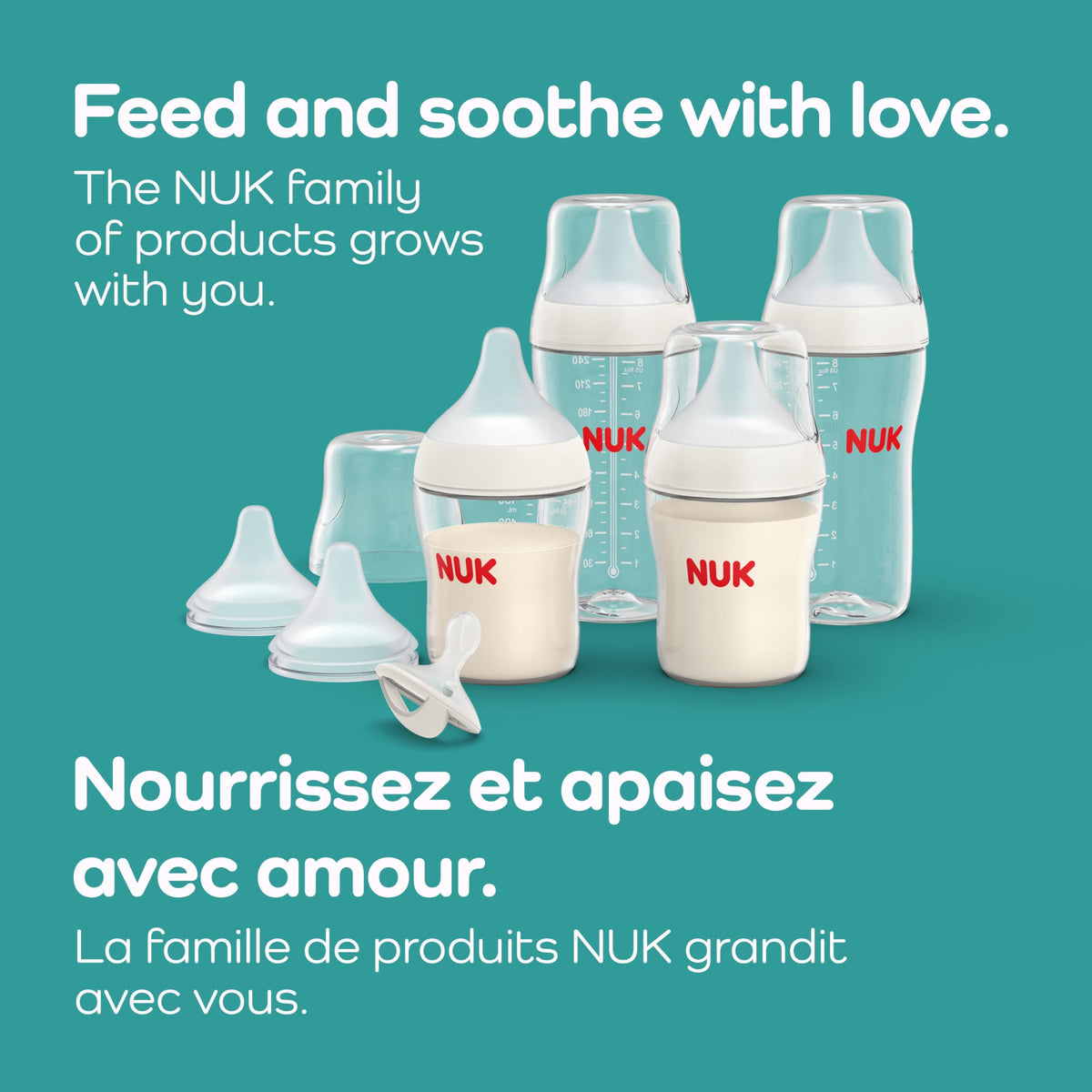 NUK Perfect Match Gift Set, 4 Bottles, 2 Extra Nipples, 1 Pacifier