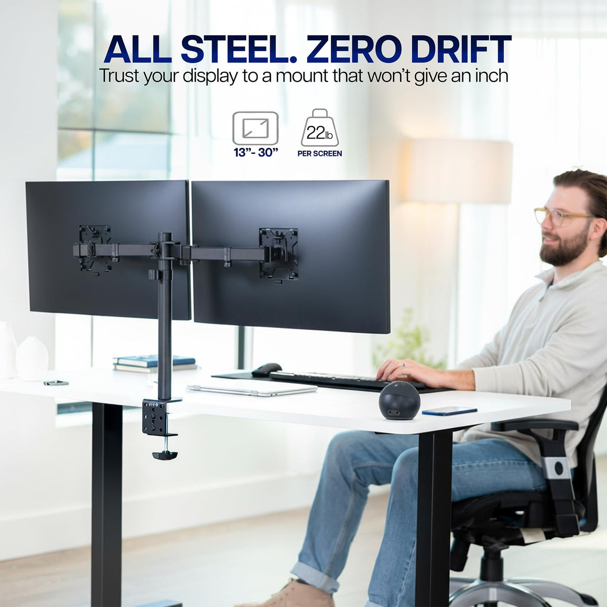 VIVO STAND-V002 Dual Monitor Desk Mount, 13-30 Inch