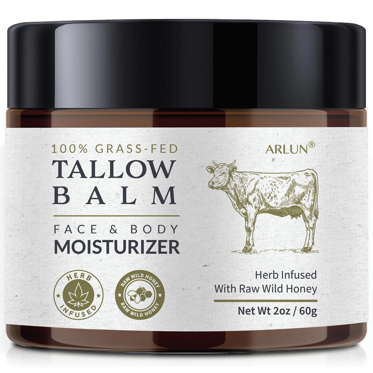 Beef Tallow and Honey Balm with Raw Honey and Olive Oil, Unscented