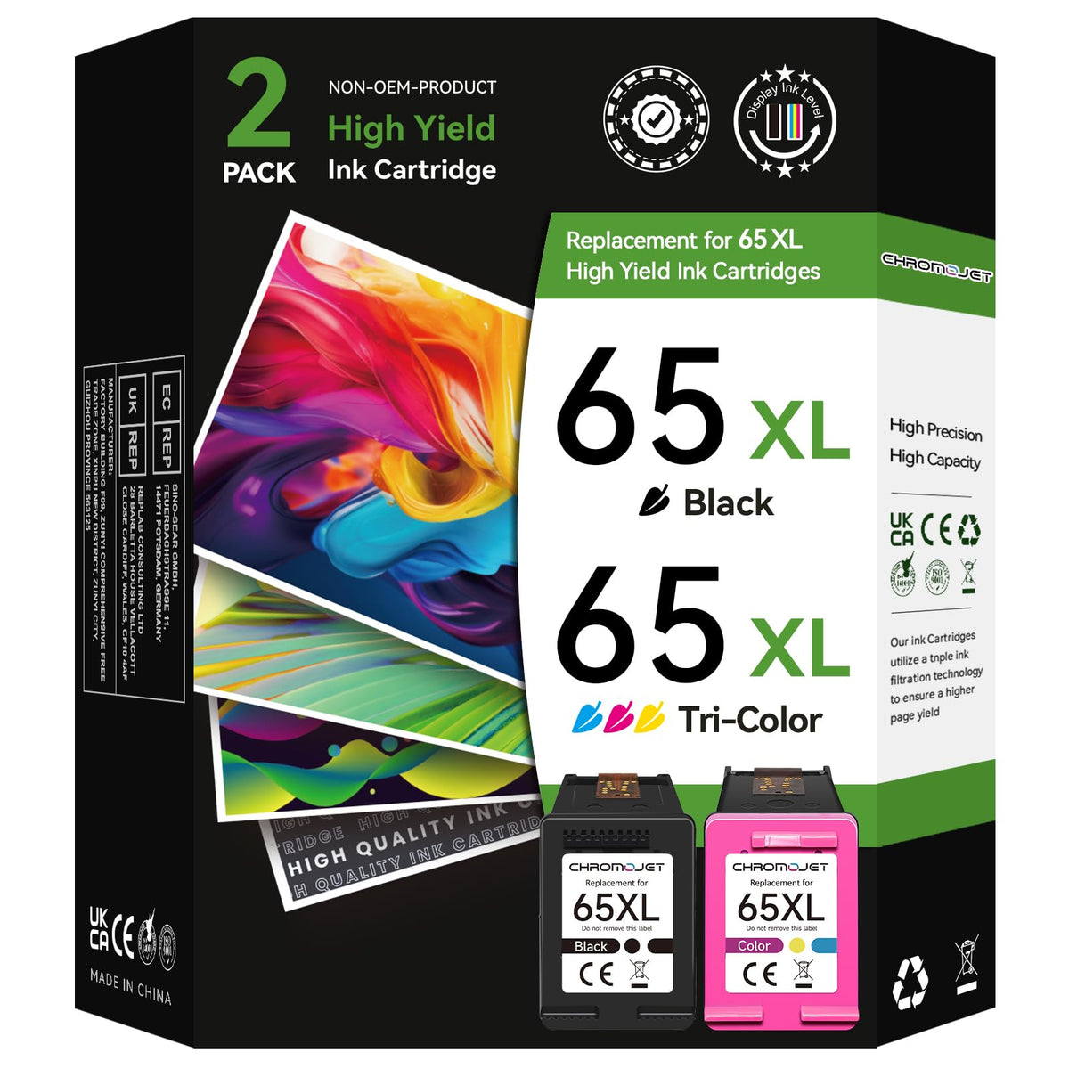 Chromojet 65XL Compatible Ink Cartridges for HP 65 (2 Pack)