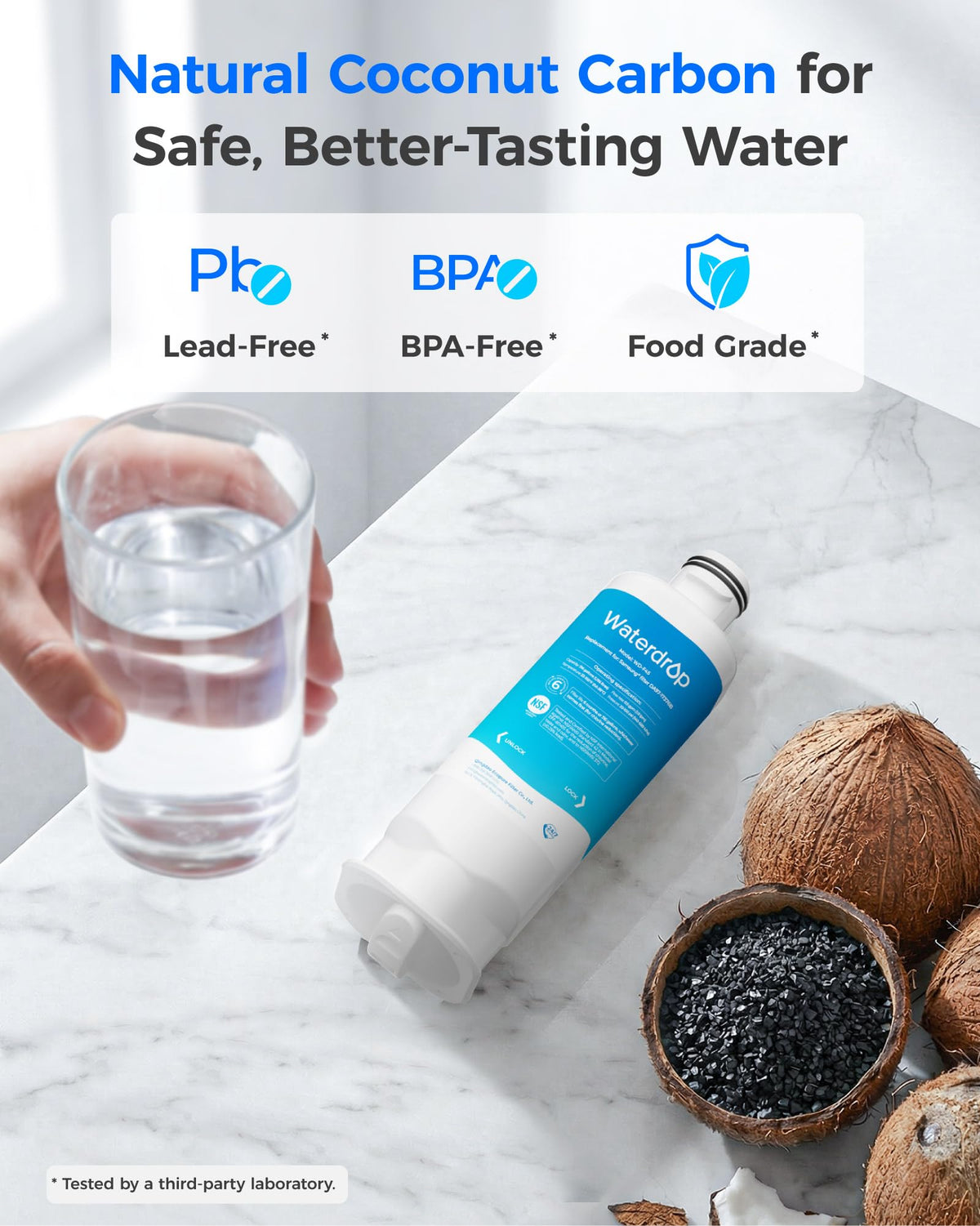 Waterdrop WD-F45 Refrigerator Water Filter, 3 Filters