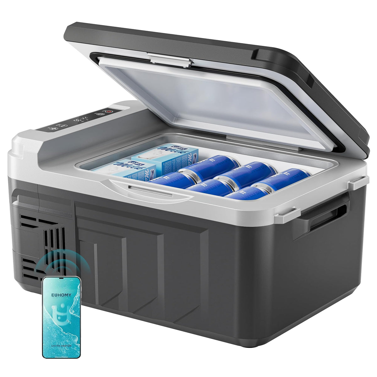 EUHOMY 12 V Portable Compressor Car Fridge, 10 L, Grey