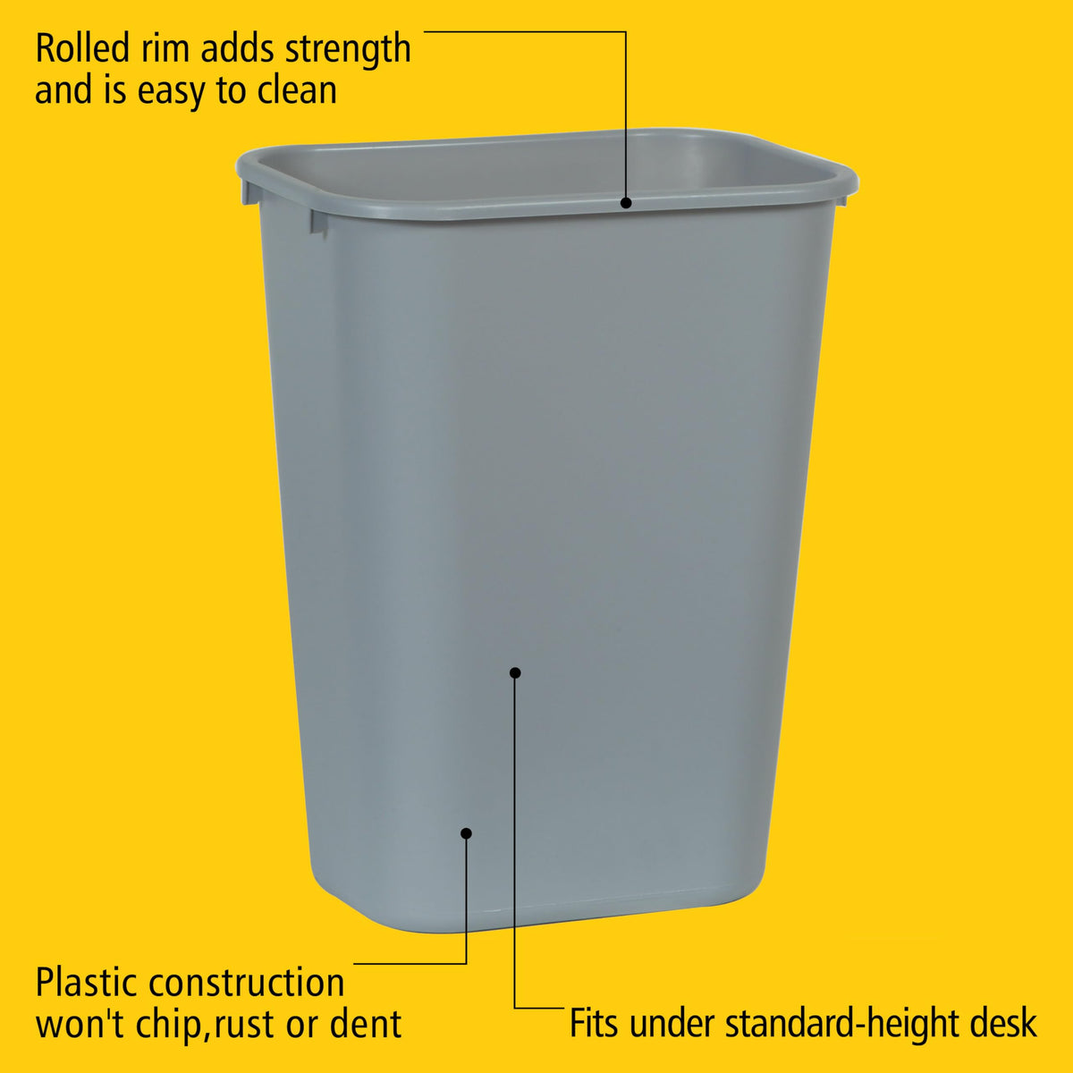 Rubbermaid Commercial Deskside Wastebasket, 10.25 Gallon, Gray