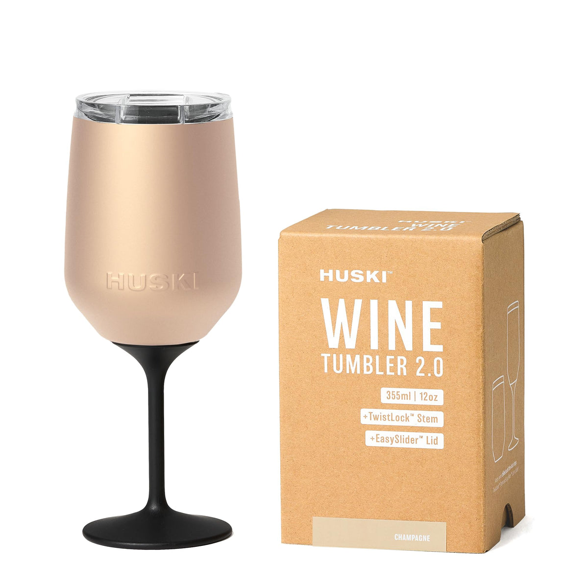 Huski Wine Tumbler 2.0 with Detachable Stem, 355 ml, Champagne