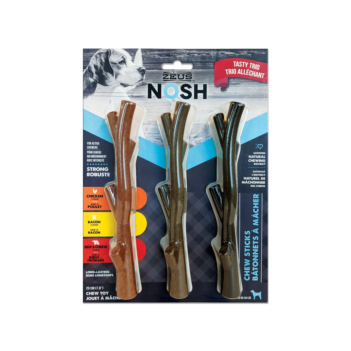 Zeus NOSH Chew Sticks Dog Toy, Assorted, 3 Count