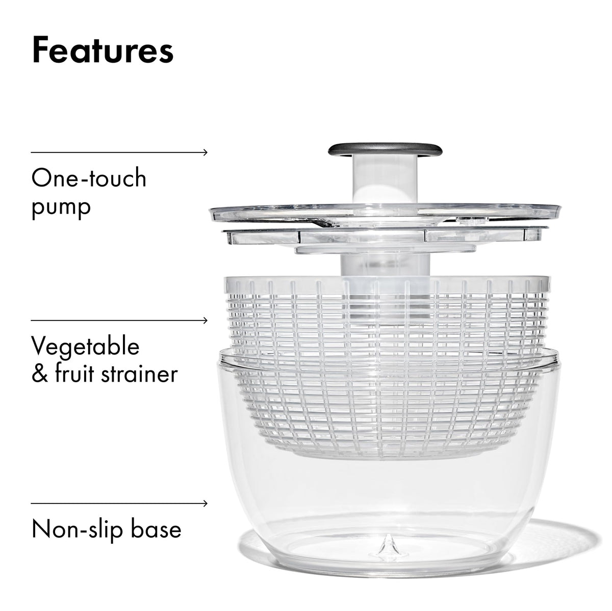 OXO Good Grips Salad Spinner, 10.25 in, Clear