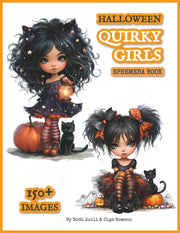 Halloween Quirky Girls Ephemera Book: 150+ Images of Cute Witchy Girls