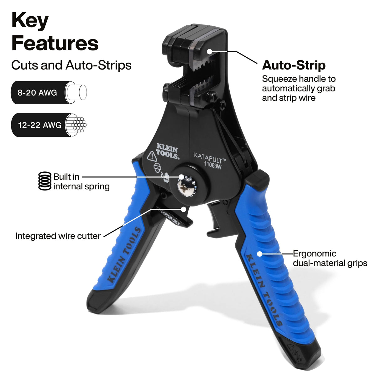 Klein Tools 11063W Wire Cutter/Stripper, 8-20 AWG Solid
