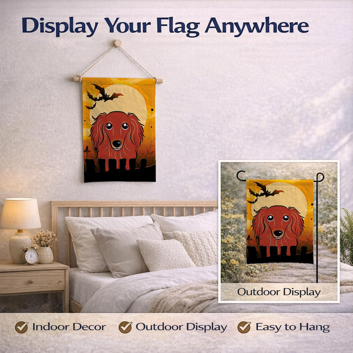 Caroline's Treasures BB1772GF Longhair Red Dachshund Garden Flag