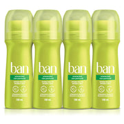 Ban Unscented Roll-On Antiperspirant Deodorant, Pack of 4