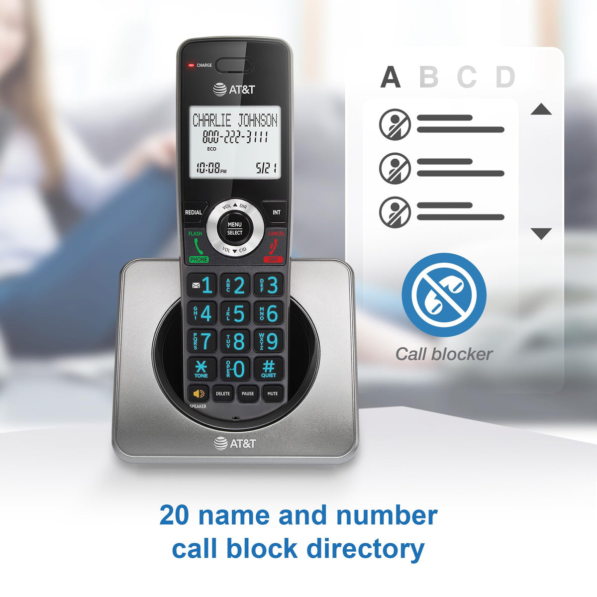 AT&T GL2101-2 DECT 6.0 Cordless Phone, 2 Handsets, Graphite & Black