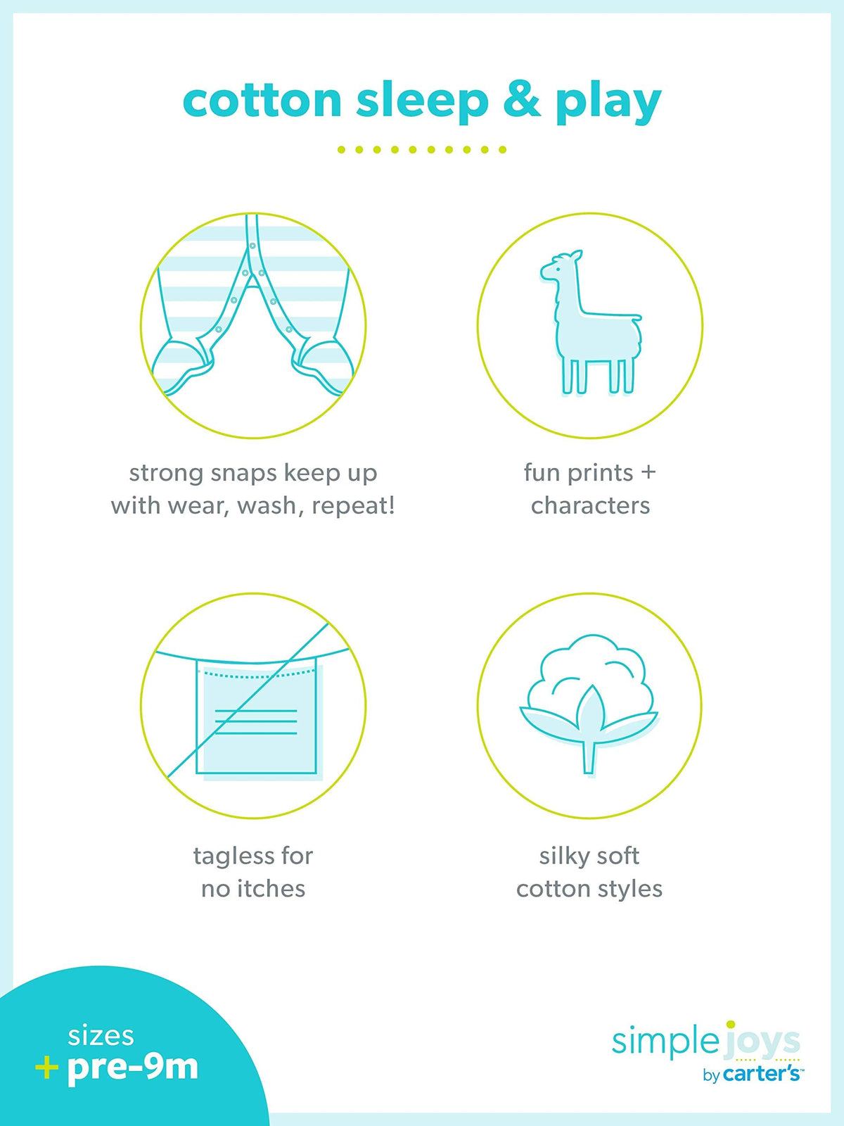 Simple Joys by Carter's Babies' Footed Sleep and Play, 2-Pack, 3-6M