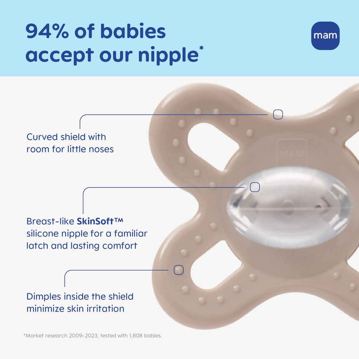 MAM Original Start Baby Pacifiers, 0-3 Months, Silicone, 4 Pack