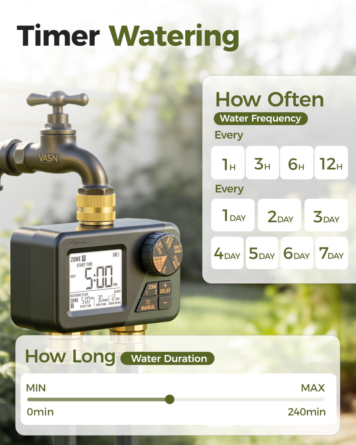 Diivoo 2 Zone Water Timer for Garden Hose, Programmable