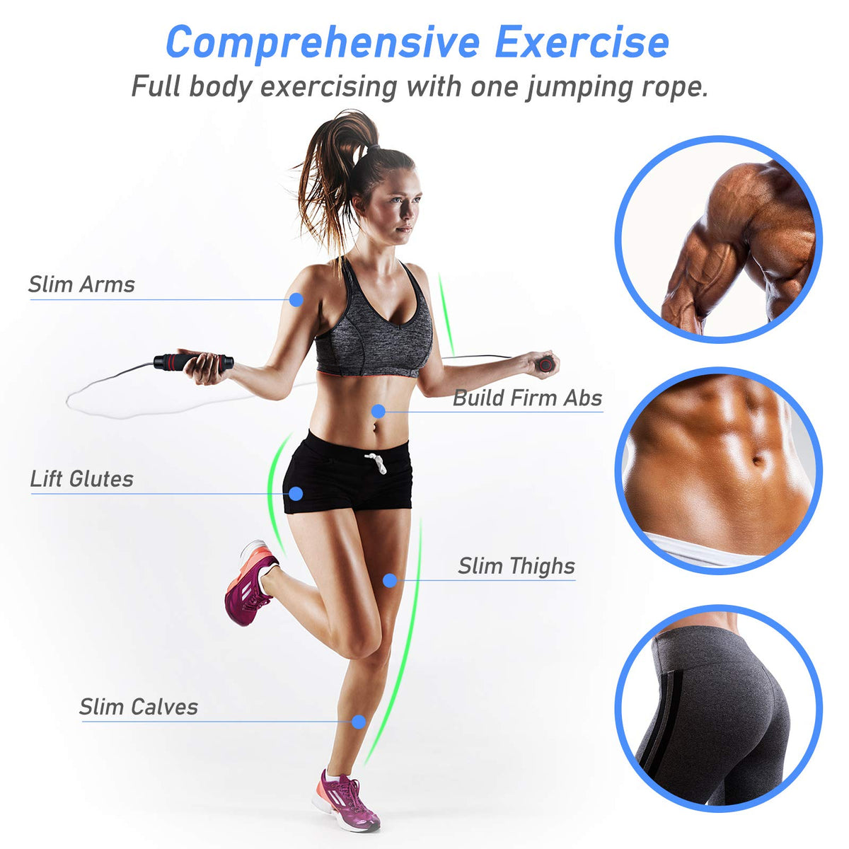 Blukar Tangle-Free Adjustable Speed Jump Rope