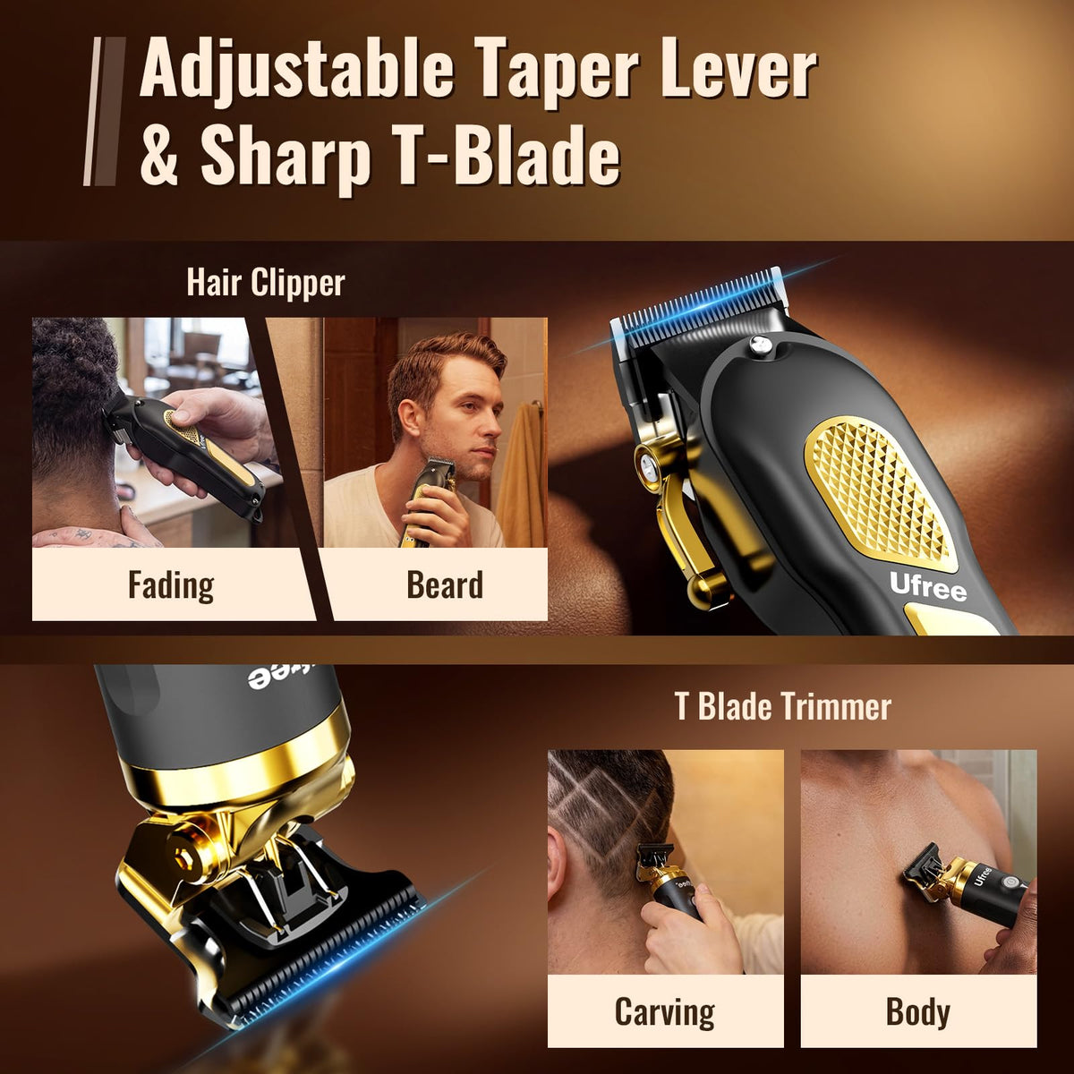 Ufree Cordless Hair Clippers and Trimmers Grooming Kit for Men