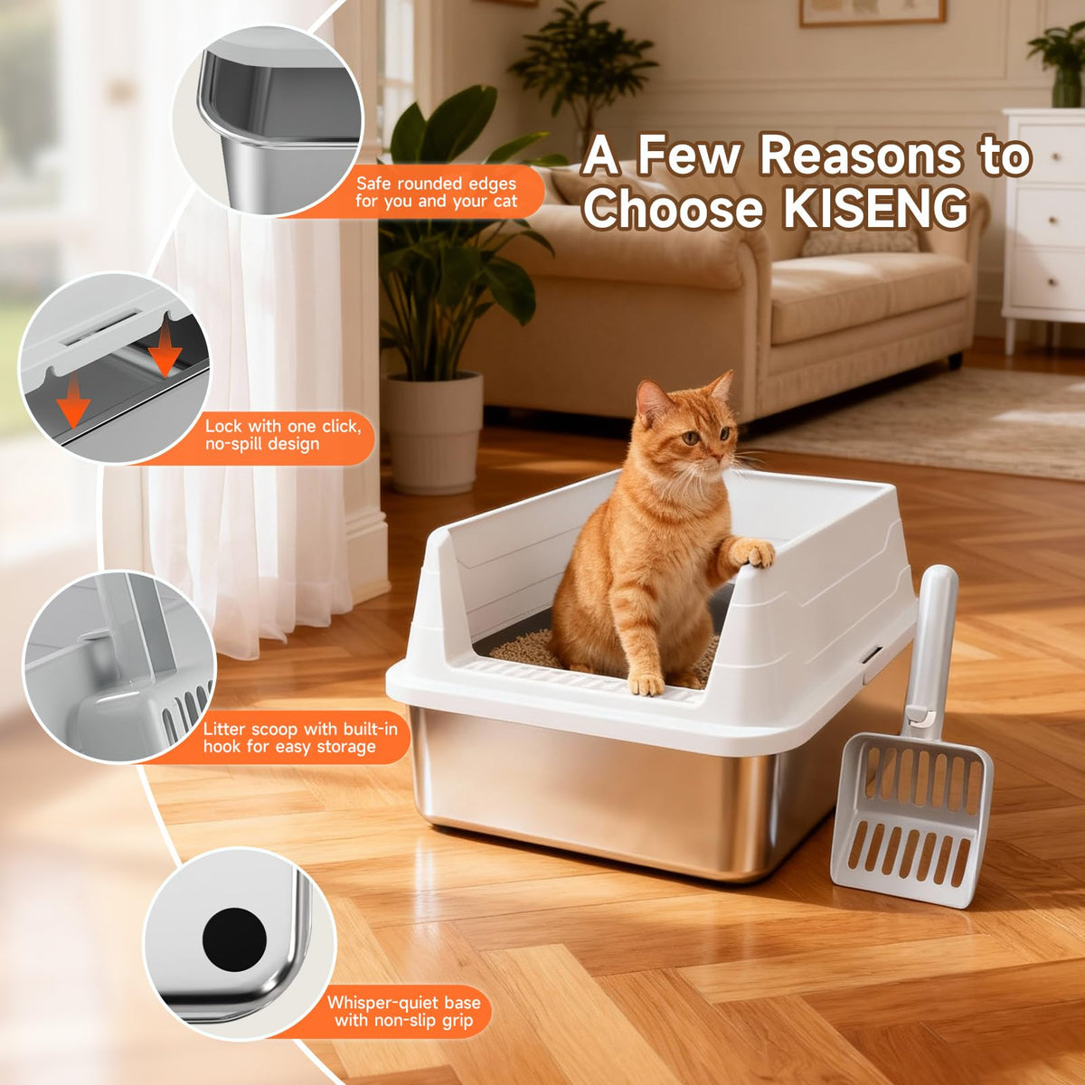 Stainless Steel Cat Litter Box with High Sides