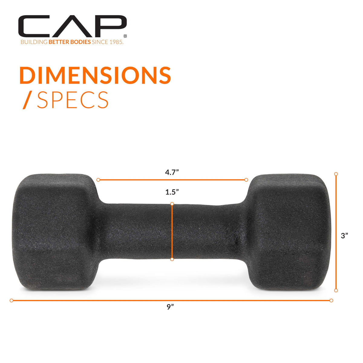 CAP Barbell Neoprene Dumbbell Weights, 8 lb Pair, Black