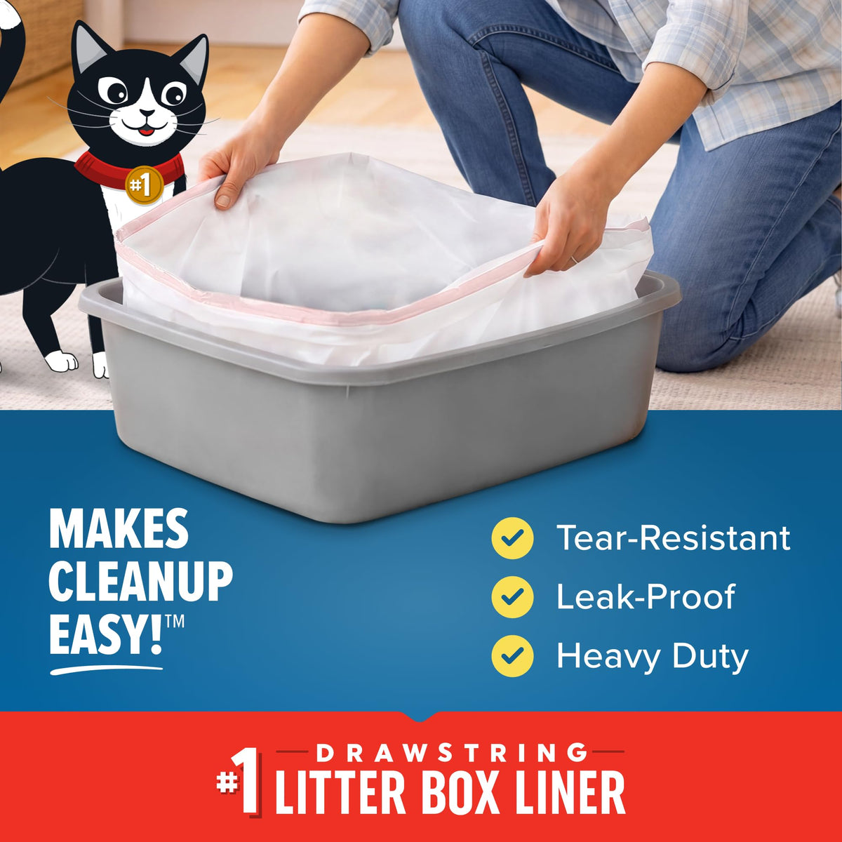 Jonny Cat Heavy Duty Litter Box Liners, Jumbo, 15 Count