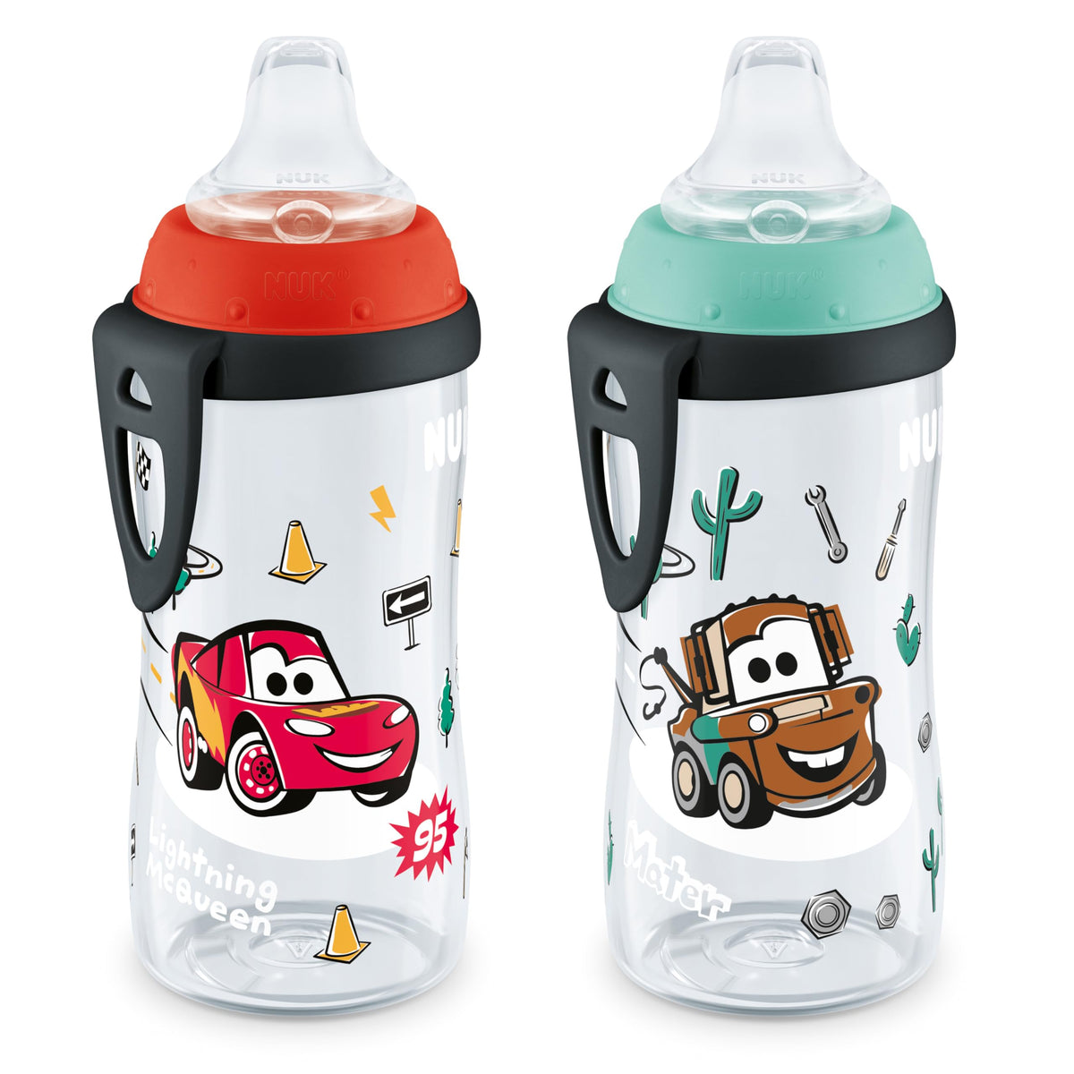 NUK Active Sippy Cup, Disney Cars Lightning McQueen, 10 oz (2 Pack)