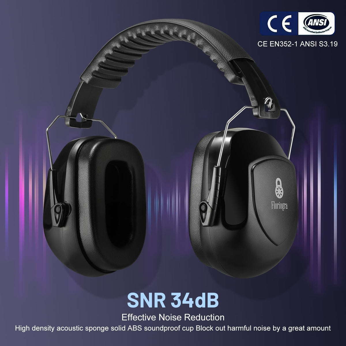 Floriogra Noise Reduction Ear Muffs, SNR 35 dB, 2 Pack