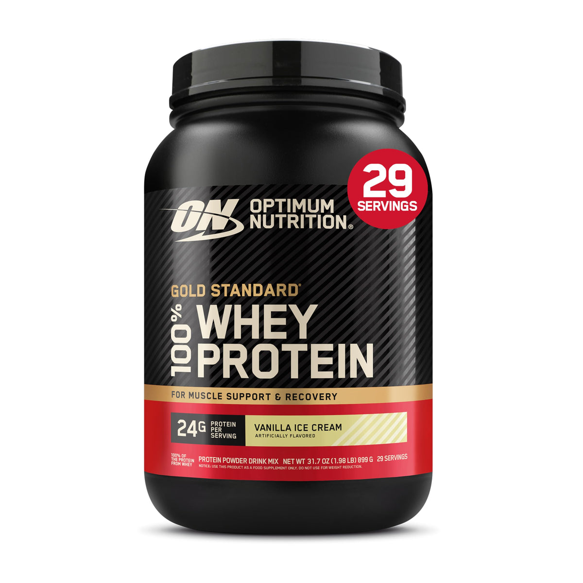 Optimum Nutrition Gold Standard Whey Protein, Vanilla Ice Cream, 907 g