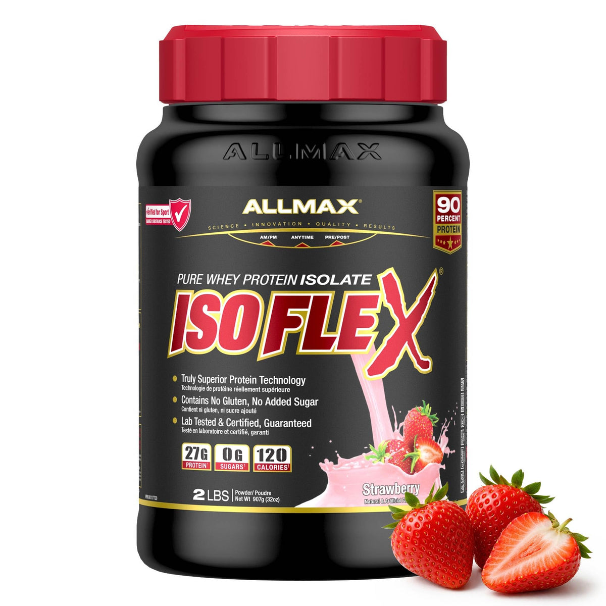 ALLMAX IsoFlex Whey Protein Isolate, Strawberry, 2 lb