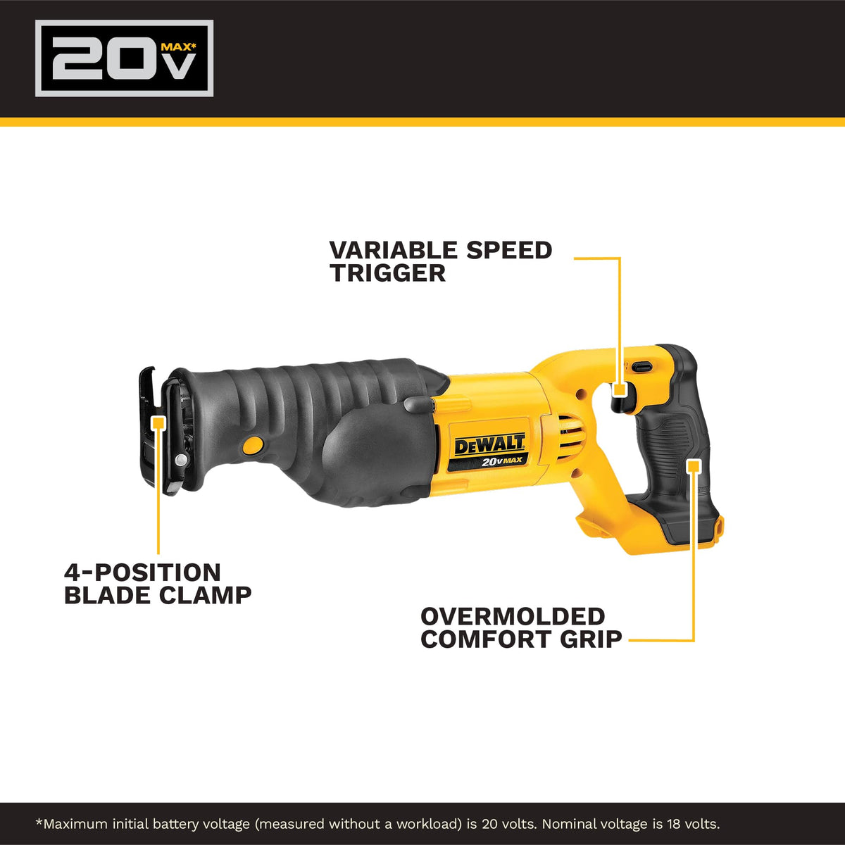 DEWALT 20V MAX Reciprocating Saw, Tool Only, DCS380B