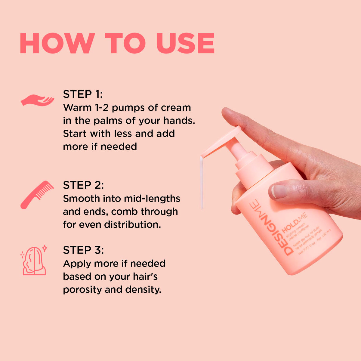 Design.Me HOLD.ME Styling Cream, Soft Hold Blow Dry Cream