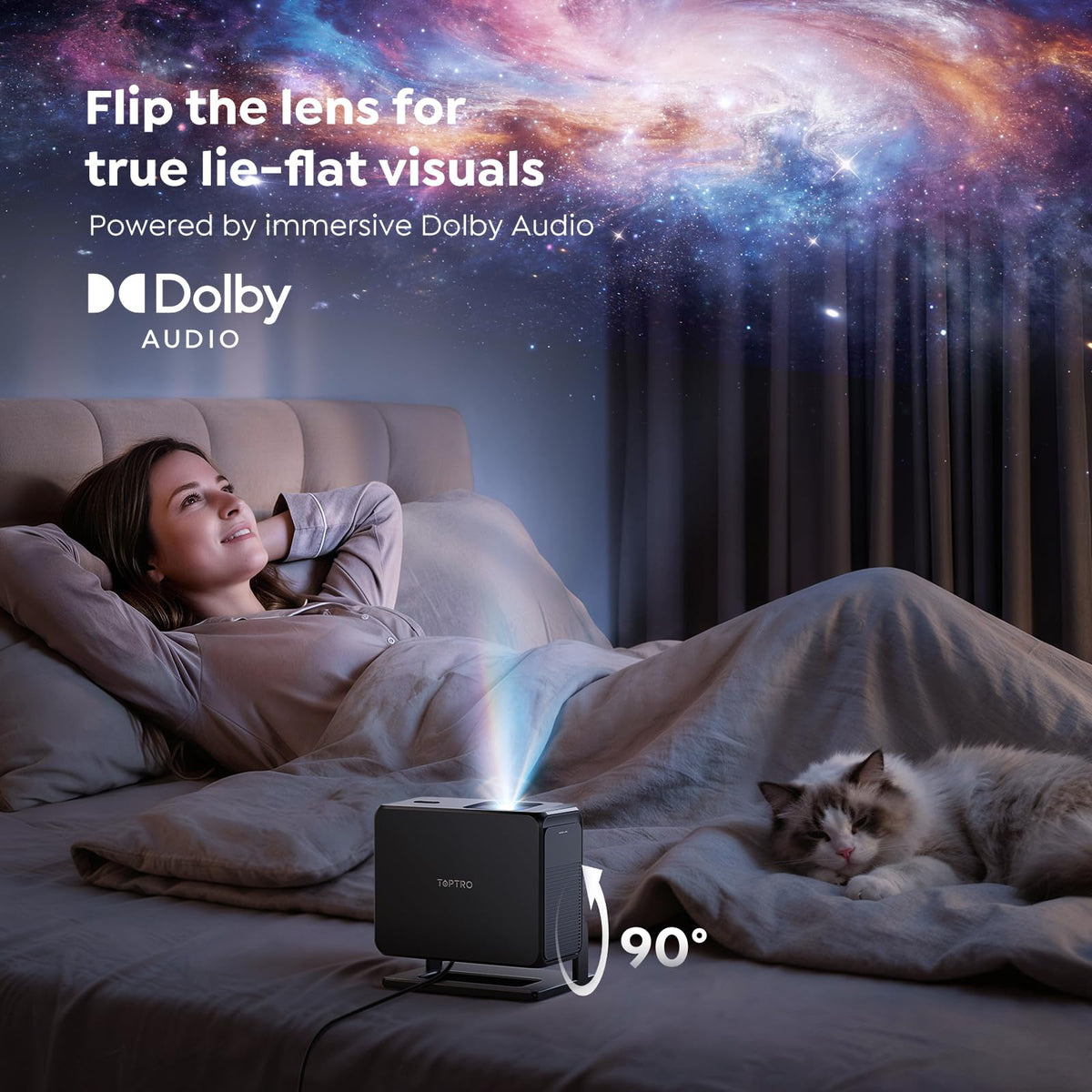 Smart 4K Short Throw Mini Projector, Google TV, Auto Focus, WiFi