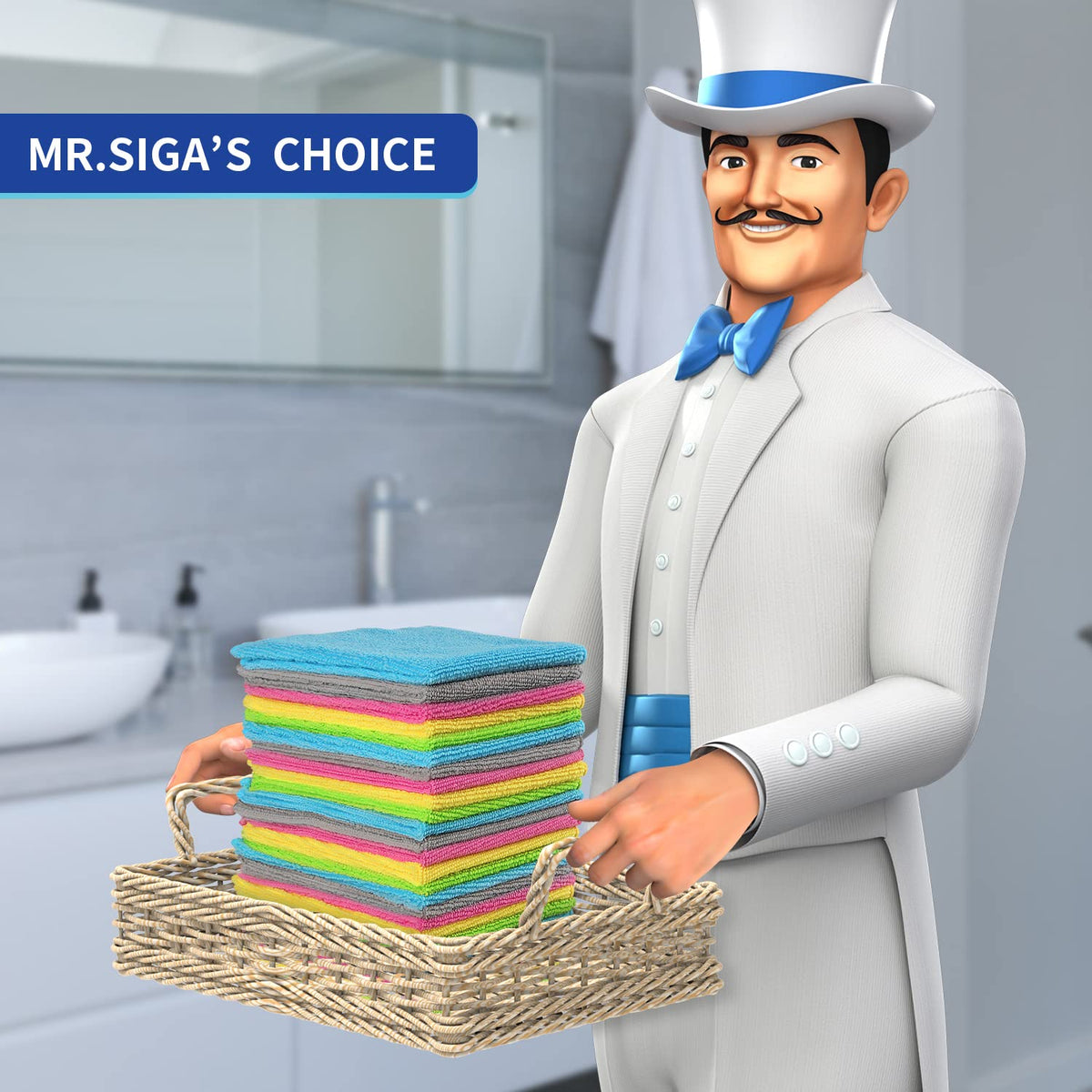 MR.SIGA Microfibre Cleaning Cloths, 11.8" x 11.8" (50 Pack)
