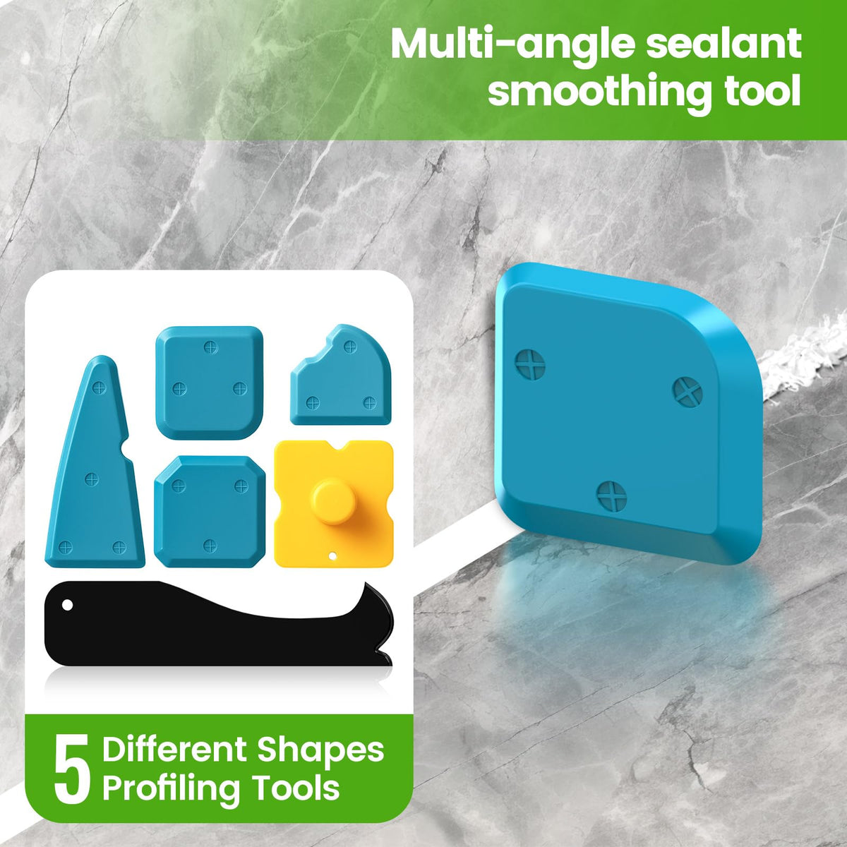 5-in-1 Silicone Caulking Tool Kit with Grout Scraper