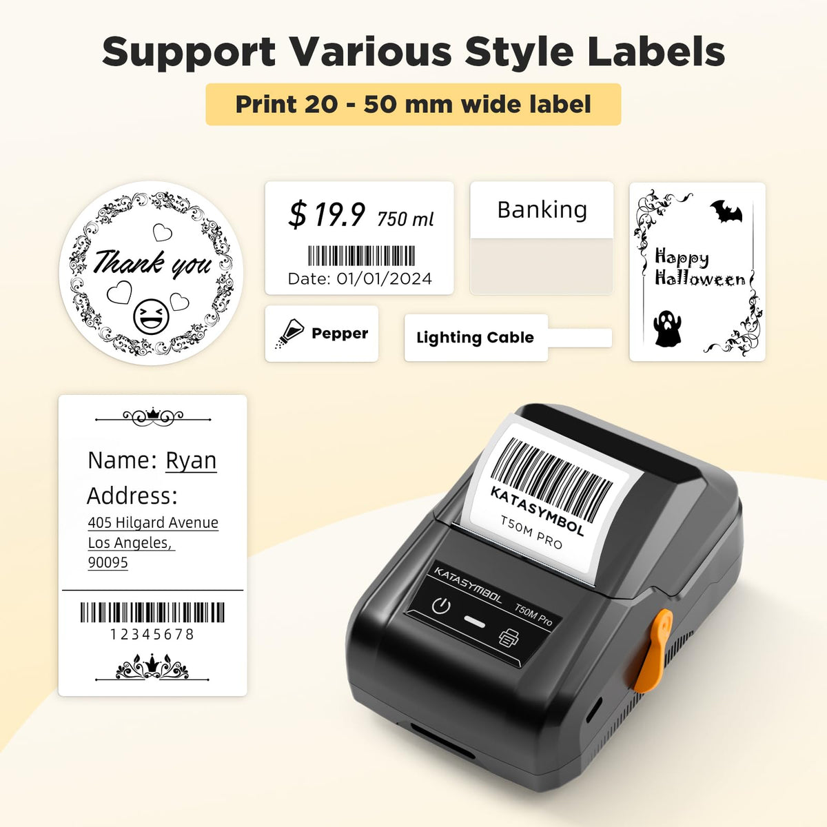 SUPVAN T50M Pro Bluetooth Label Maker with Tape
