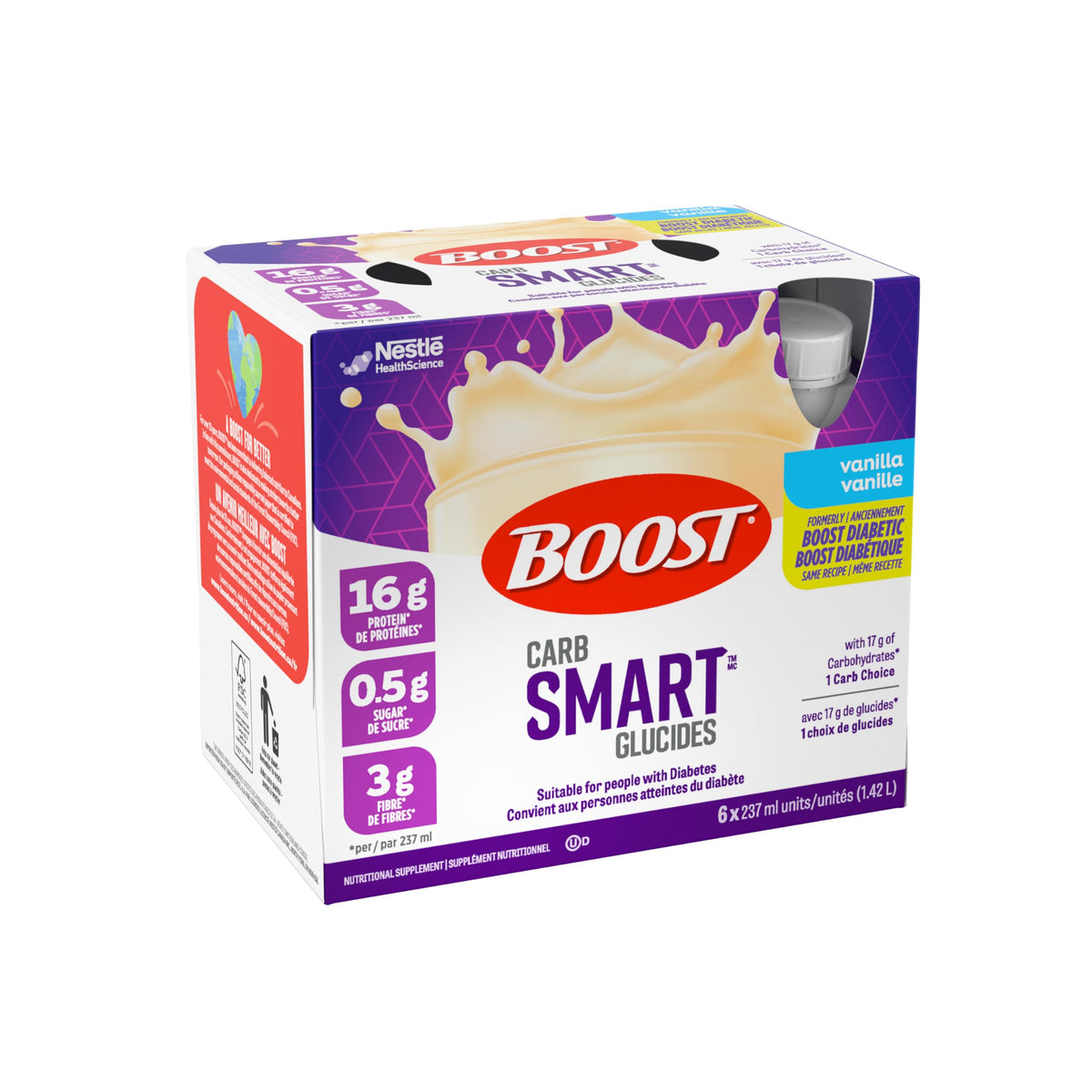 Boost CarbSmart Nutrition Drink, Vanilla, 24 Bottles