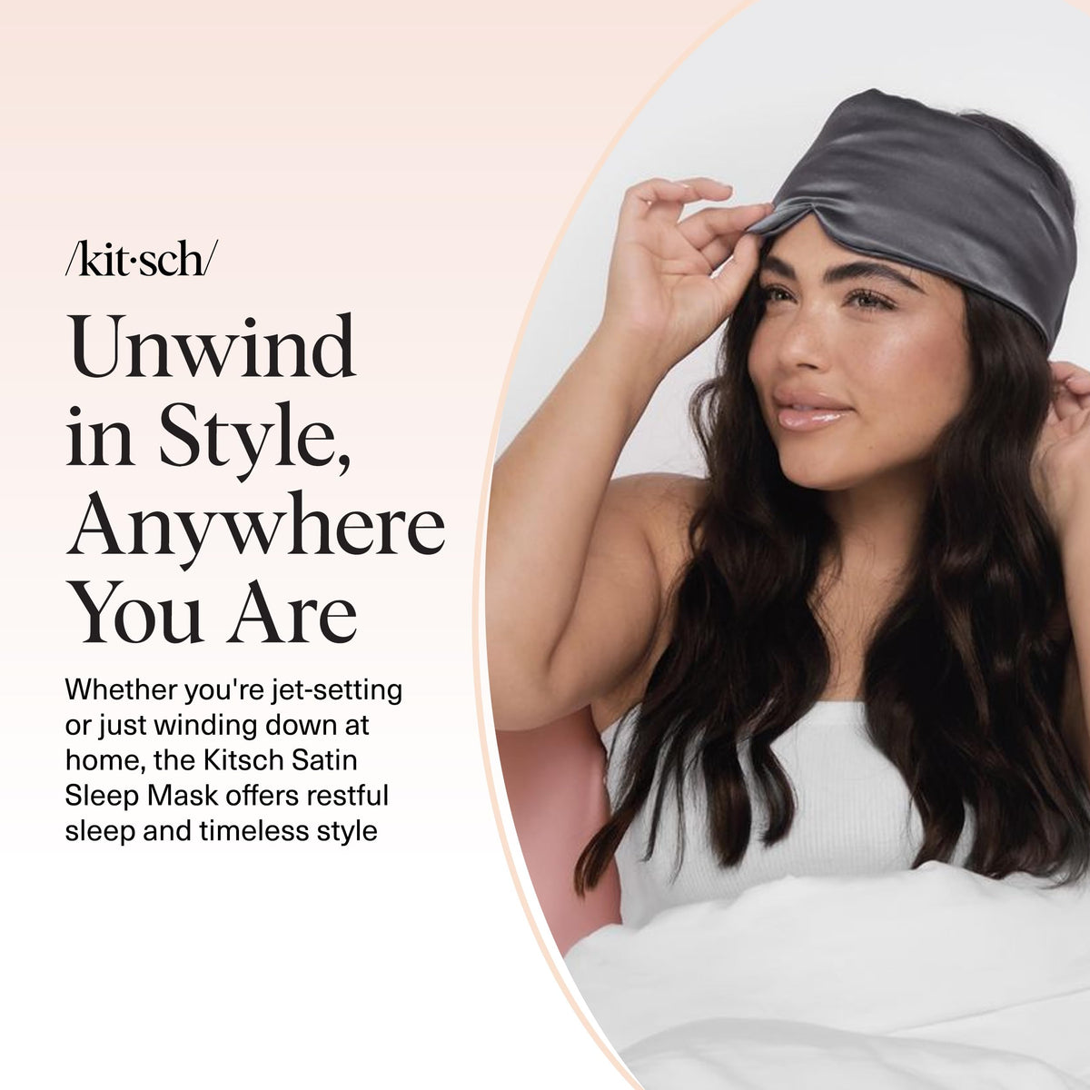Kitsch Satin Sleep Mask, Charcoal Black