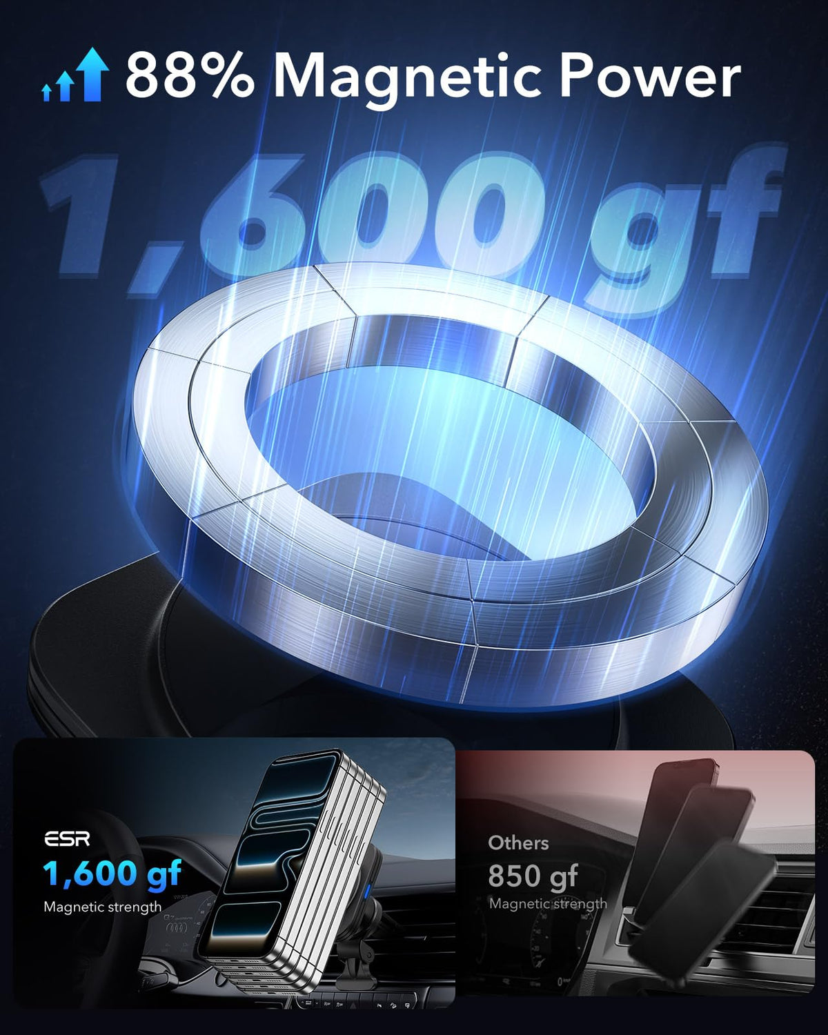 ESR 15W MagSafe Car Mount Charger, Air Vent and Dashboard