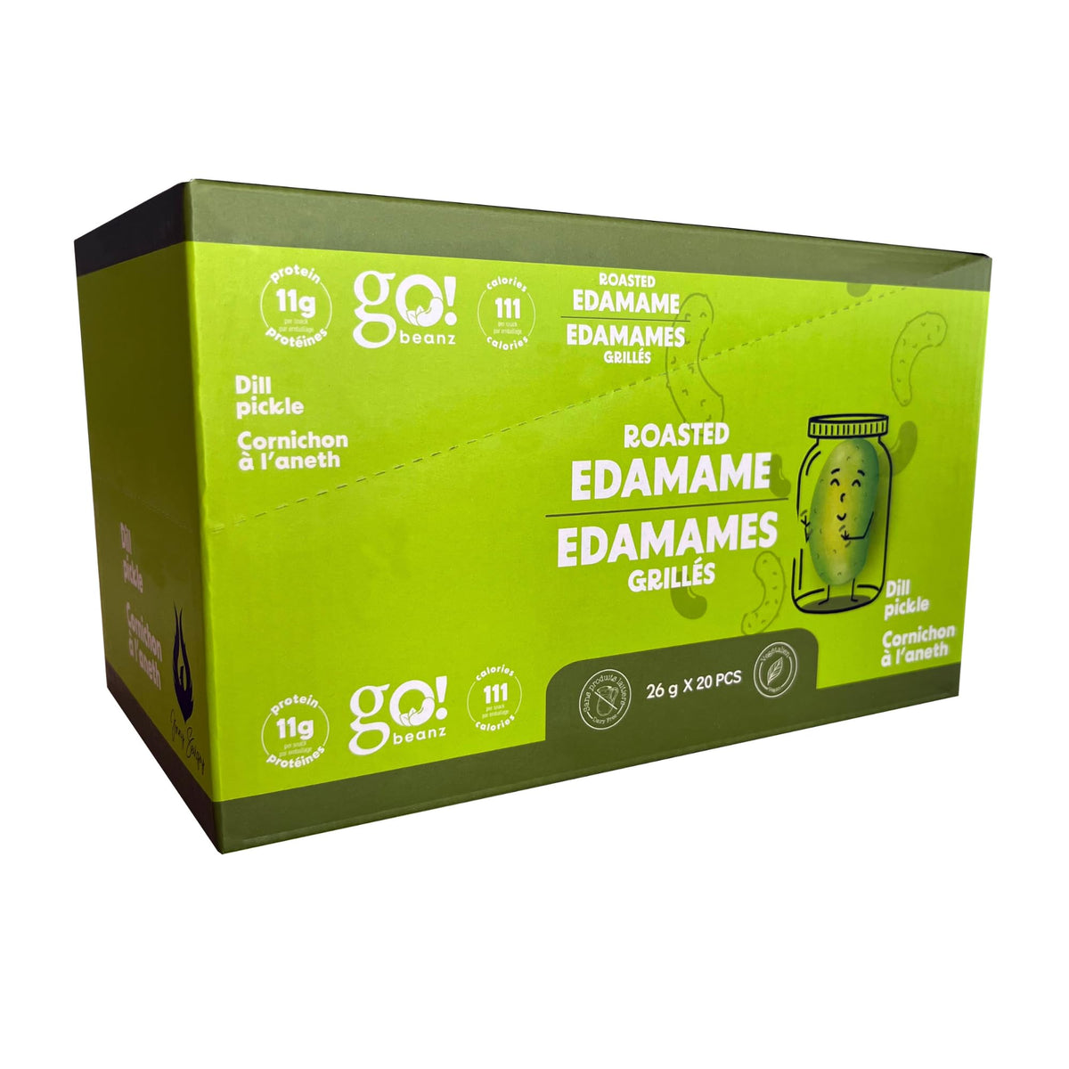 GoBeanz Crunchy Roasted Edamame, Dill Pickle, 20 x 26 g