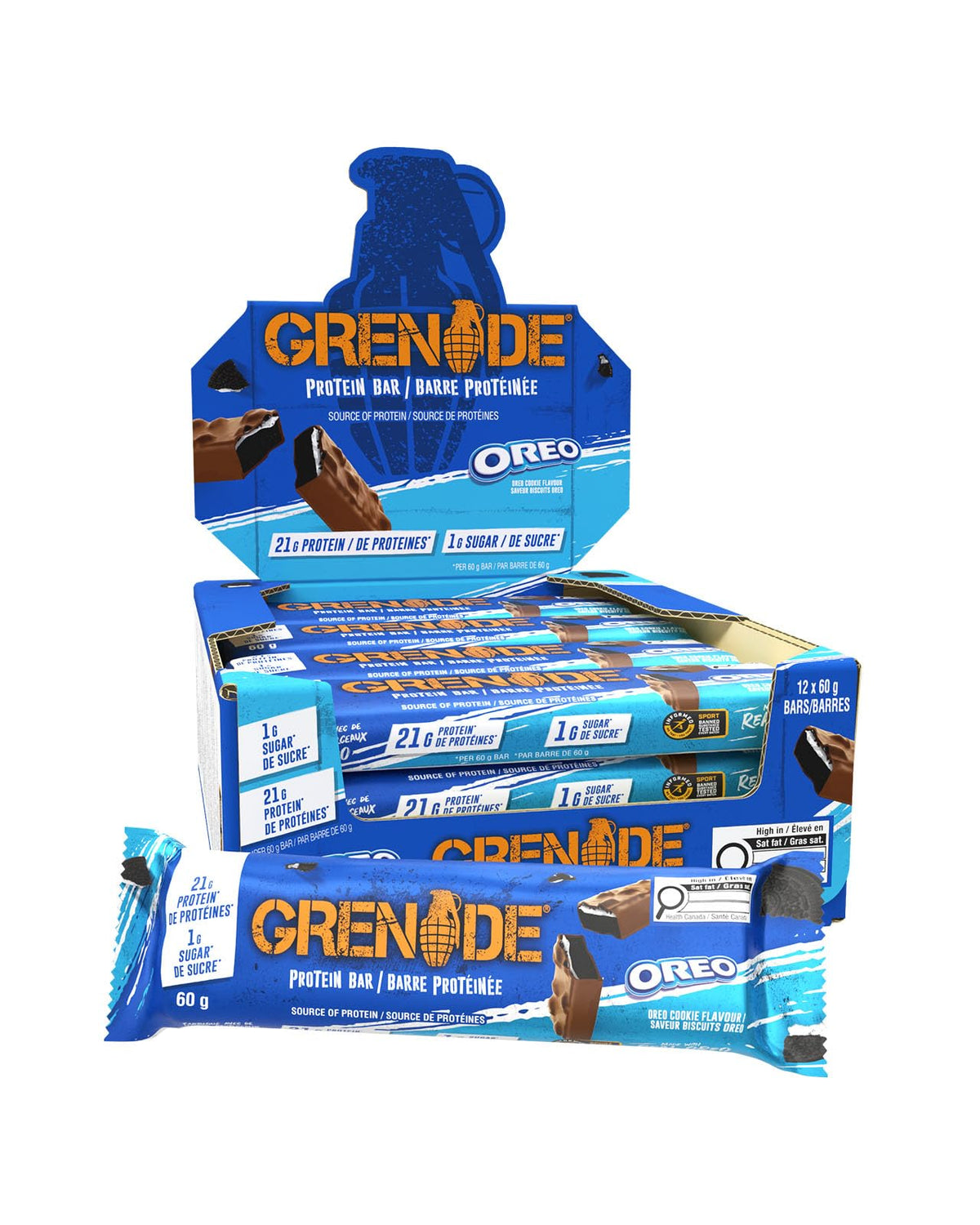 Grenade High Protein Low Sugar Bar, OREO, 12 x 60 g