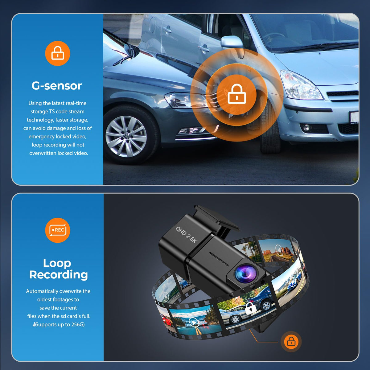 1440P Front Dash Cam with WiFi & 32 GB Card