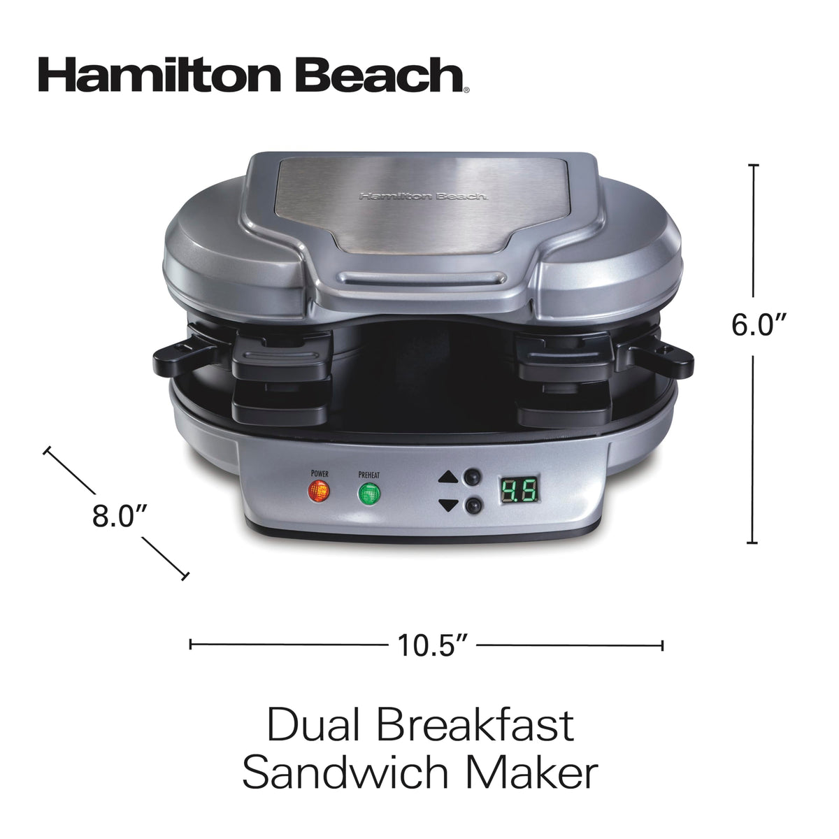Hamilton Beach Dual Breakfast Sandwich Maker, Silver (25490MNC)