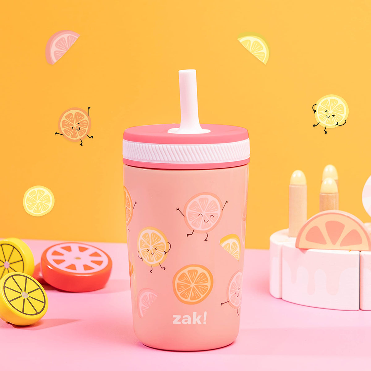 Zak Designs Happy Fruit Kelso 12oz Stainless Steel Toddler Cup