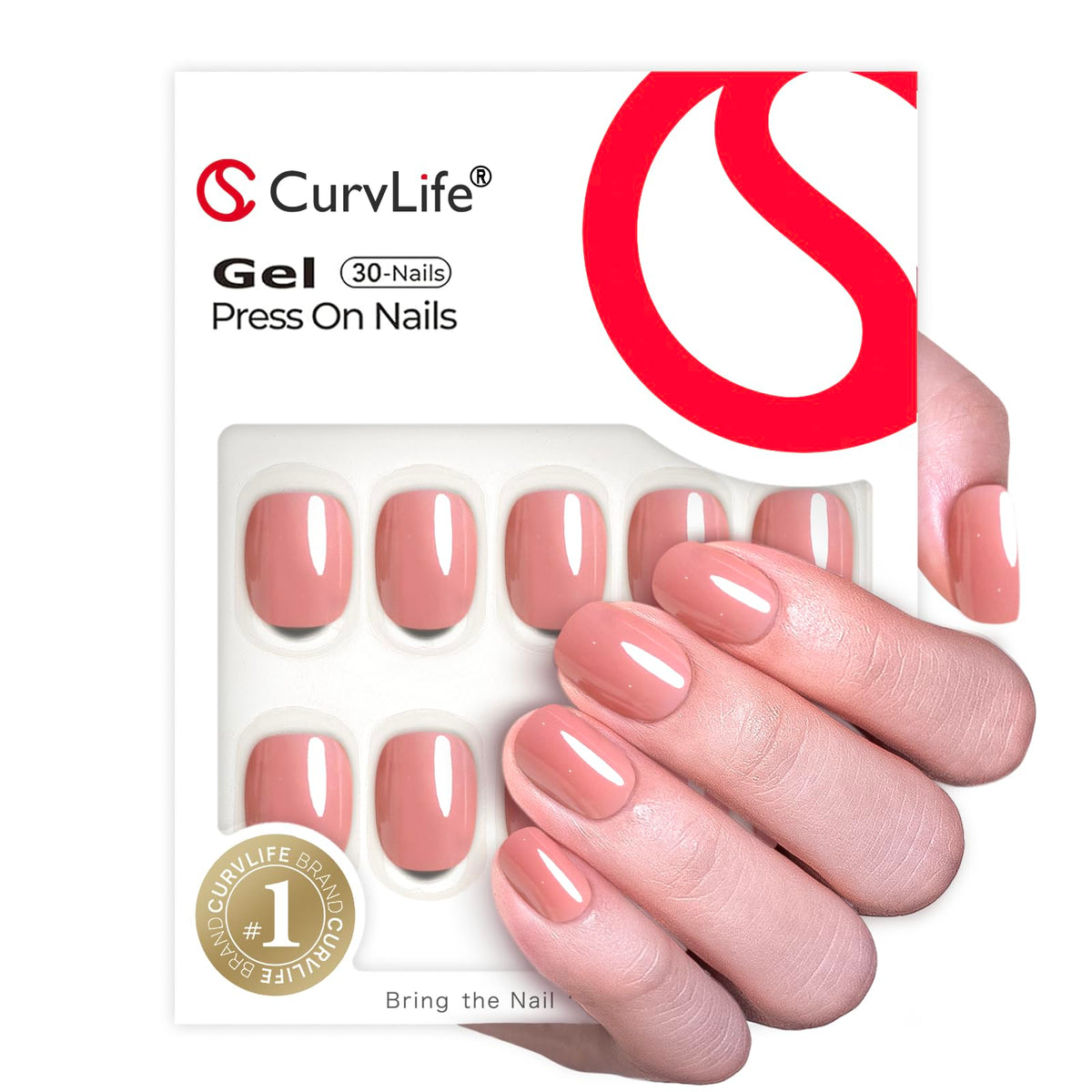 CurvLife Soft Gel Press on Nails for Women, Honey Peach Pink, 30 Pcs