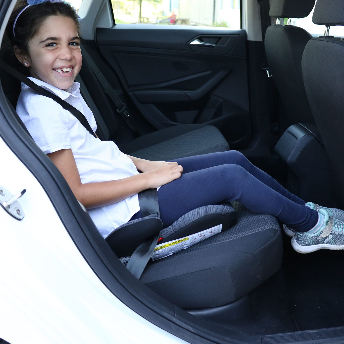 Bily No Back Booster Car Seat, Black/Grey