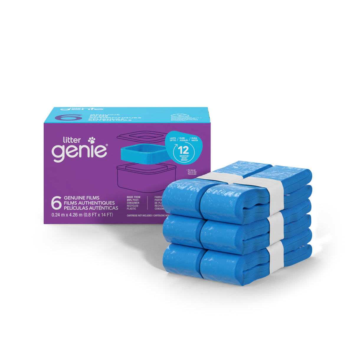 Litter Genie Standard Square Refill Bags, 6 Pack, 84 ft Film