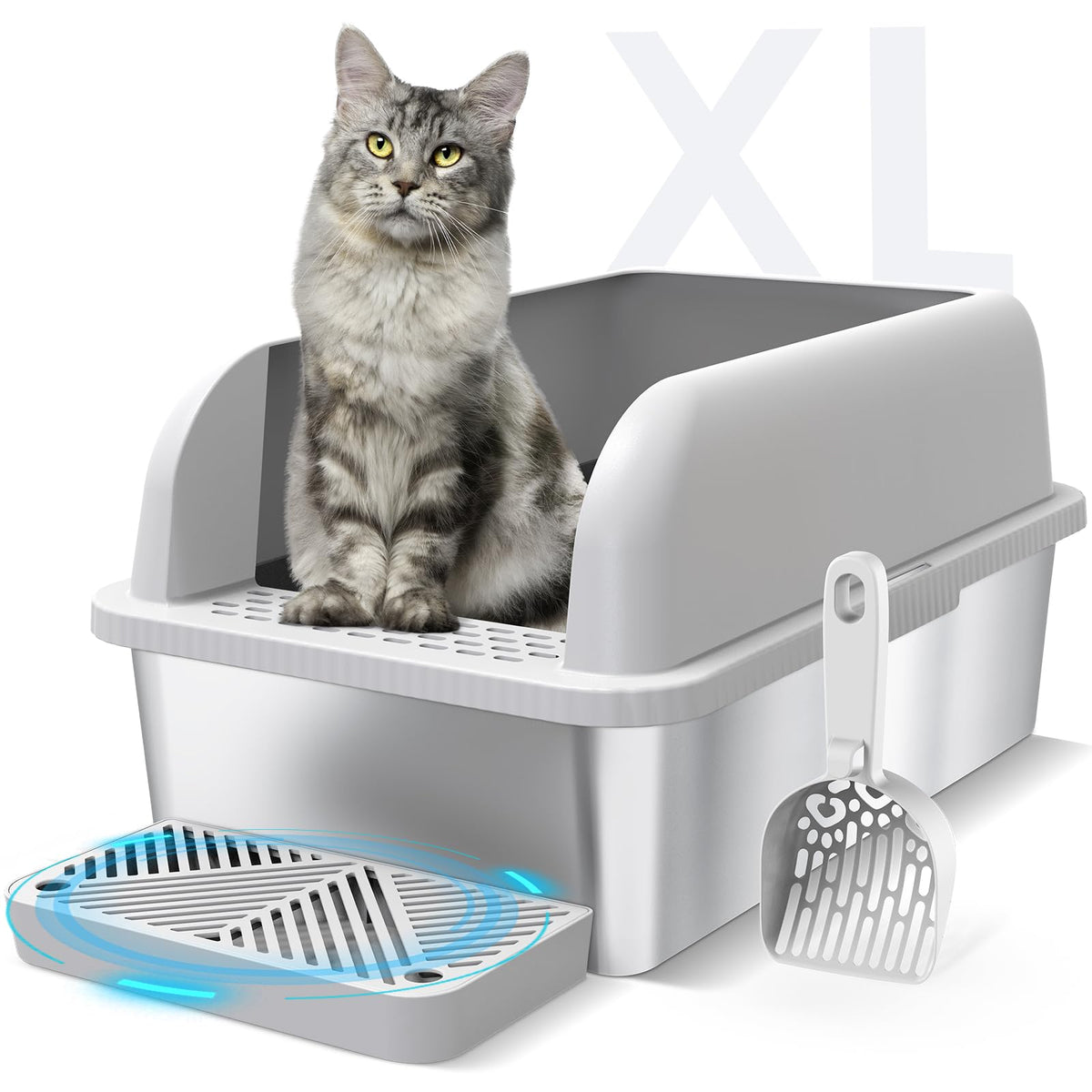 Suzzipaws XL Enclosed Stainless Steel Cat Litter Box