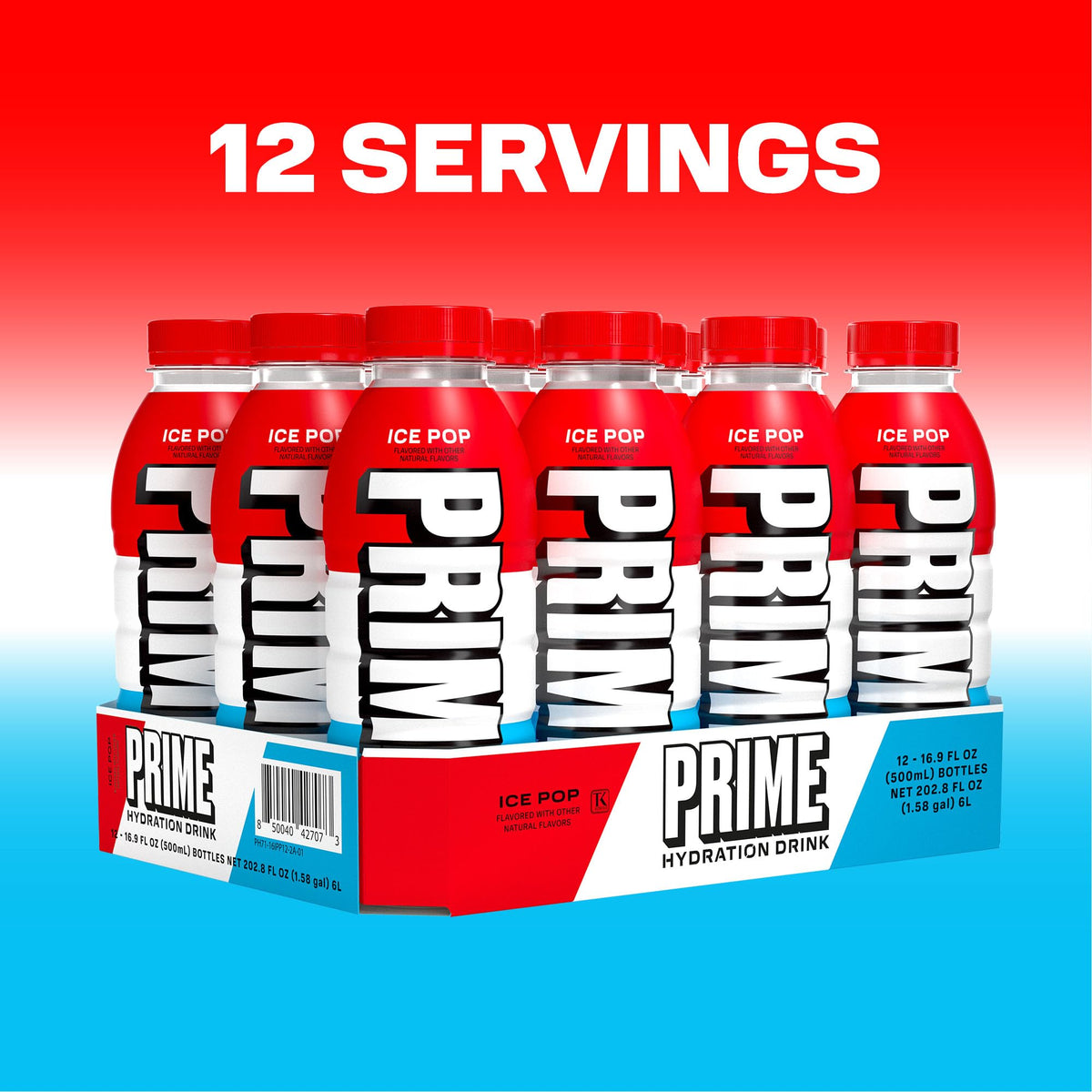 Prime Hydration Drink Ice Pop, 12 x 500 mL