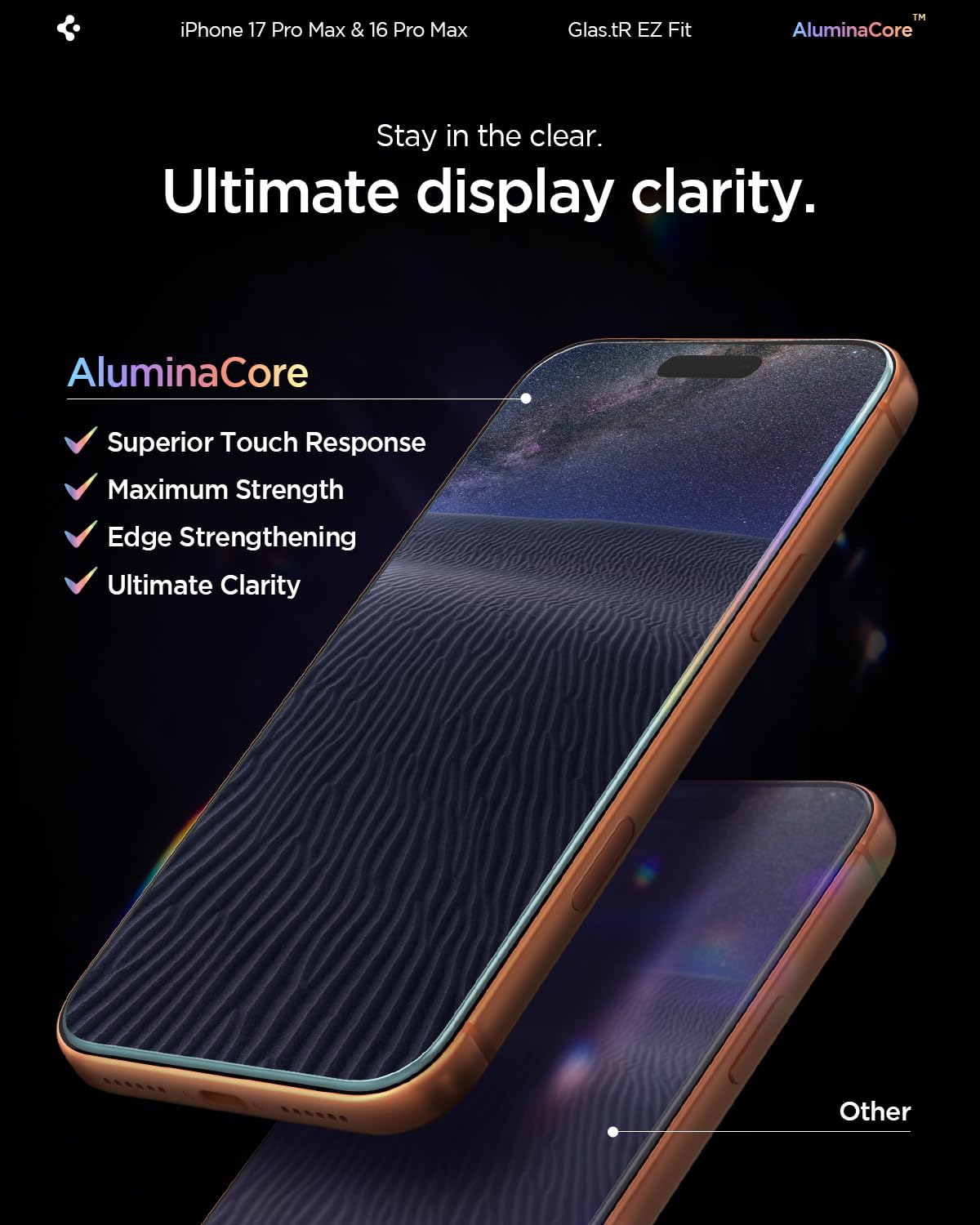Spigen AluminaCore Screen Protector for iPhone 17 Pro Max, 2-Pack