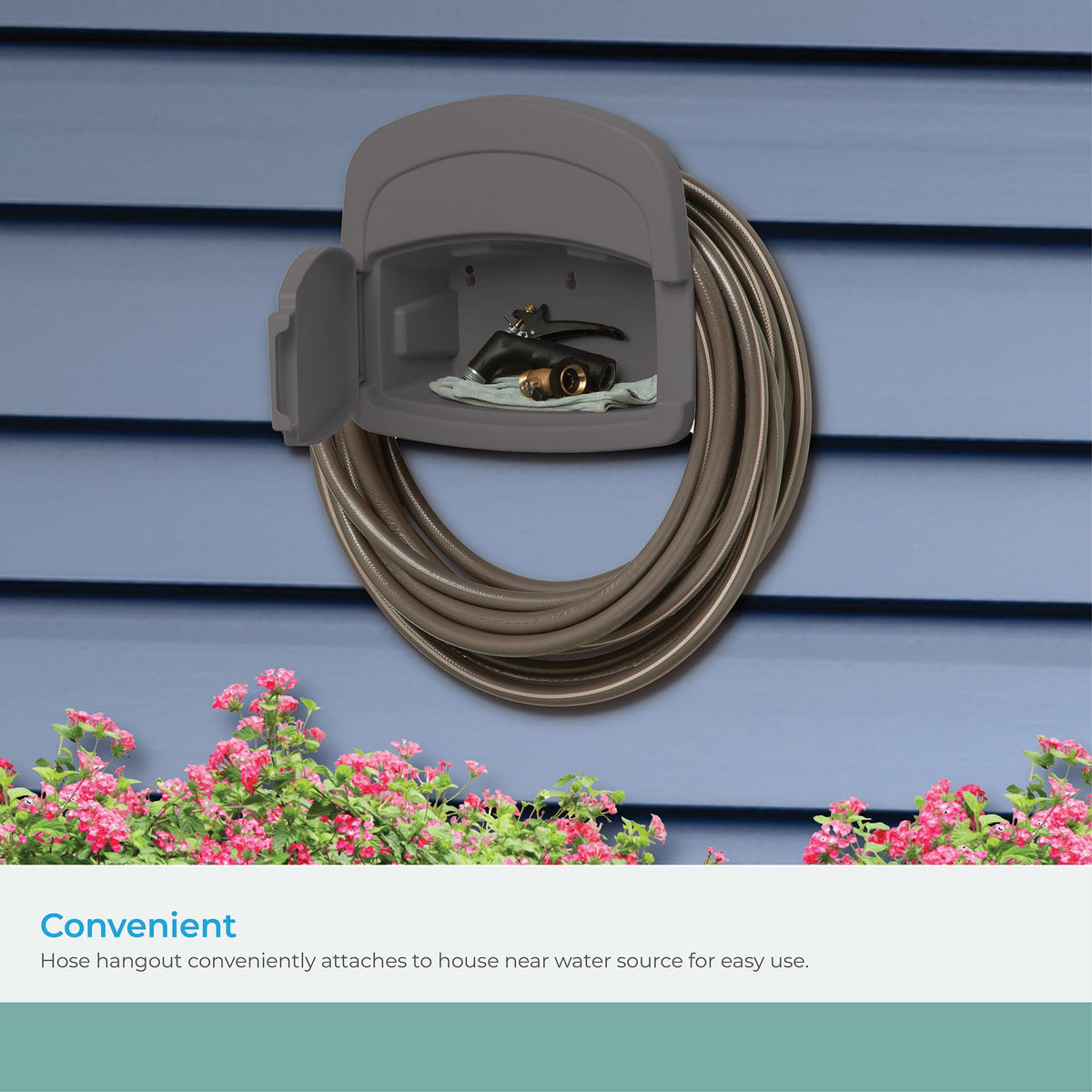 Suncast DHH150ST Deluxe Hangout Hose Hanger, Stoney Gray